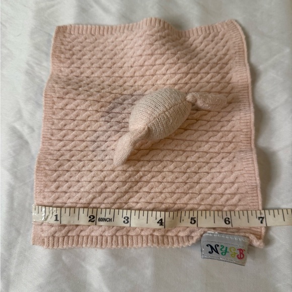 NYGB Pink Bunny Rabbit Security Baby Blanket Lovey Sweater Knit Rattle Head 7” - Picture 3 of 6